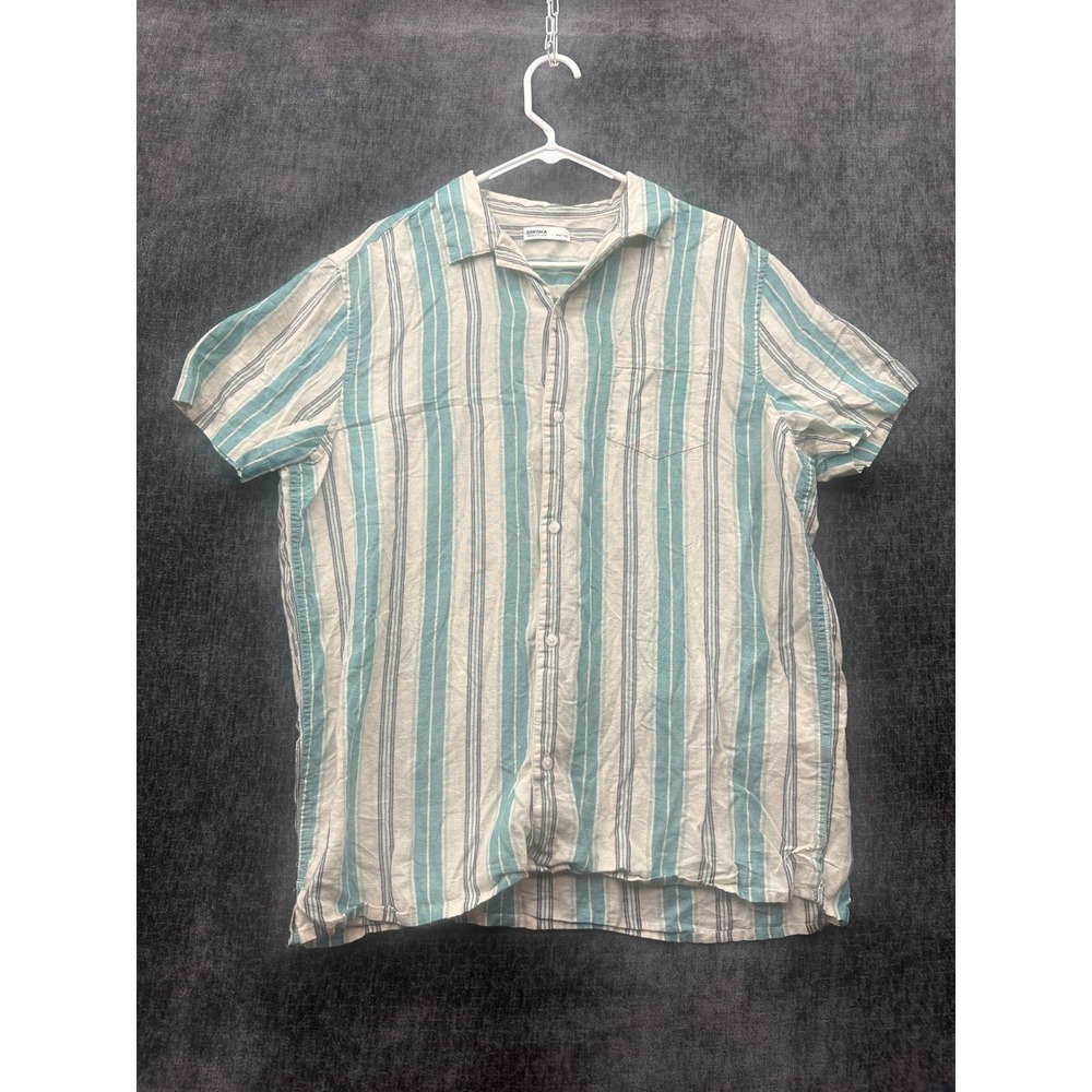 Sonoma Goods for Life Oversized Shirt Mens Large Multicolor Striped Lined Beach